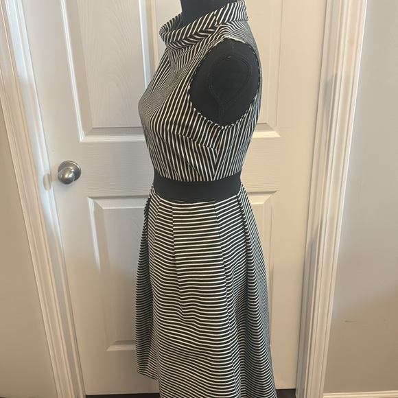 New York & Company - Eva Mendes - Stripe Fit Flare Overskirt Dress - Picture 5 of 5